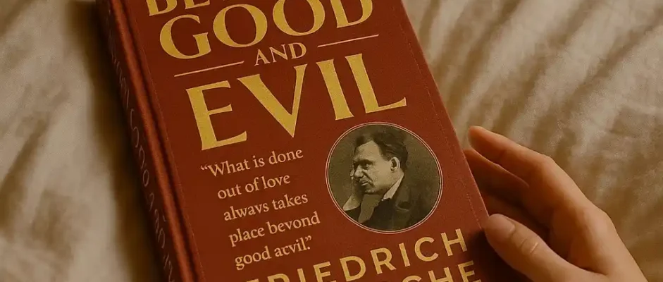 Beyond Good and Evil by Friedrich Nietzsche Book Review by Som Dutt from https://dionysusreviews.com AI Image