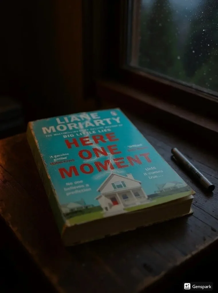 Here One Moment by Liane Moriarty Book Review by Som Dutt from https://dionysusreviews.com AI Image